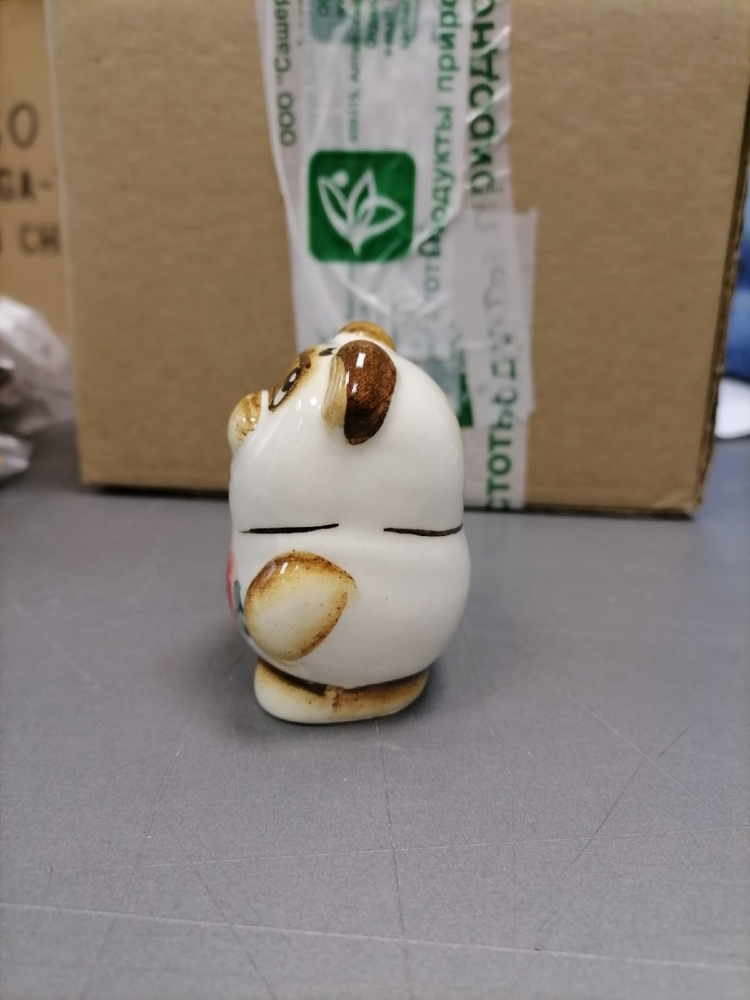 Статуэтка Большой Винни Пух Цветная гжель ГЛ-126, фото со склада вид профиль