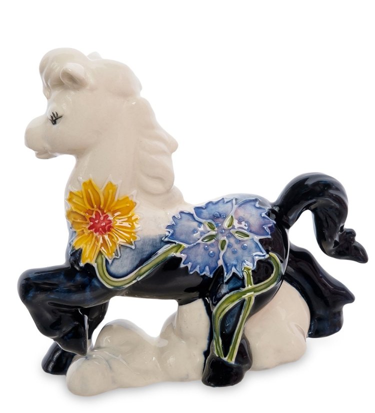 Статуэтка из фарфора Лошадка на облаке с цветами Pavone JP-61/65, оборотная сторона