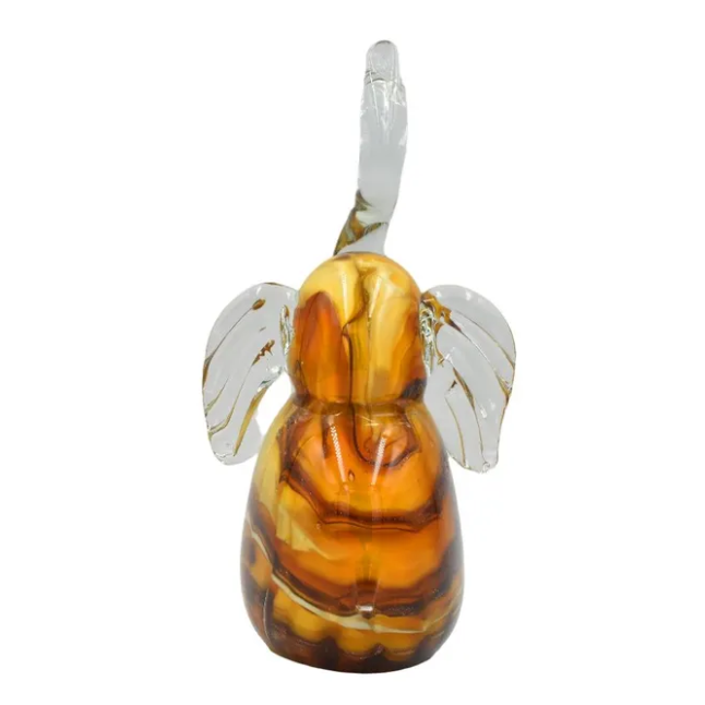 Статуэтка из Муранского стекла Янтарный слон Mirho 17528, вид профиль