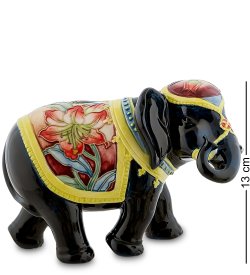 Статуэтка из фарфора Черный Слон с Желтой накидкой