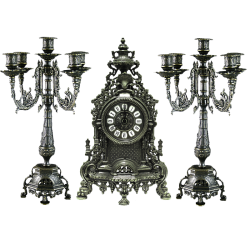 Каминные часы с двумя канделябрами на 5 свечей под бронзу