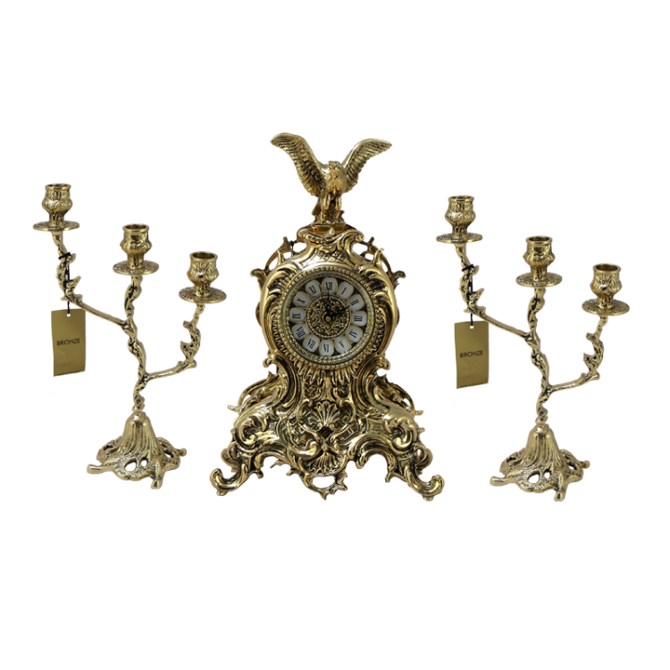 Каминные часы с канделябрами из бронзы Цезарь Bello De Bronze BP-99040