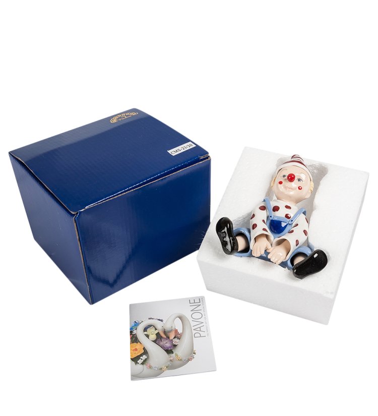 Статуэтка из фарфора Клоун в полосатом колпаке Pavone CMS-23/20, фотография упаковки