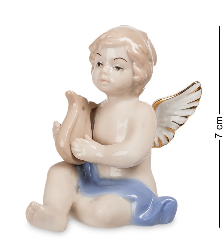 Статуэтка из фарфора Ангелочек-музыкант с лирой Pavone JP-14/ 6