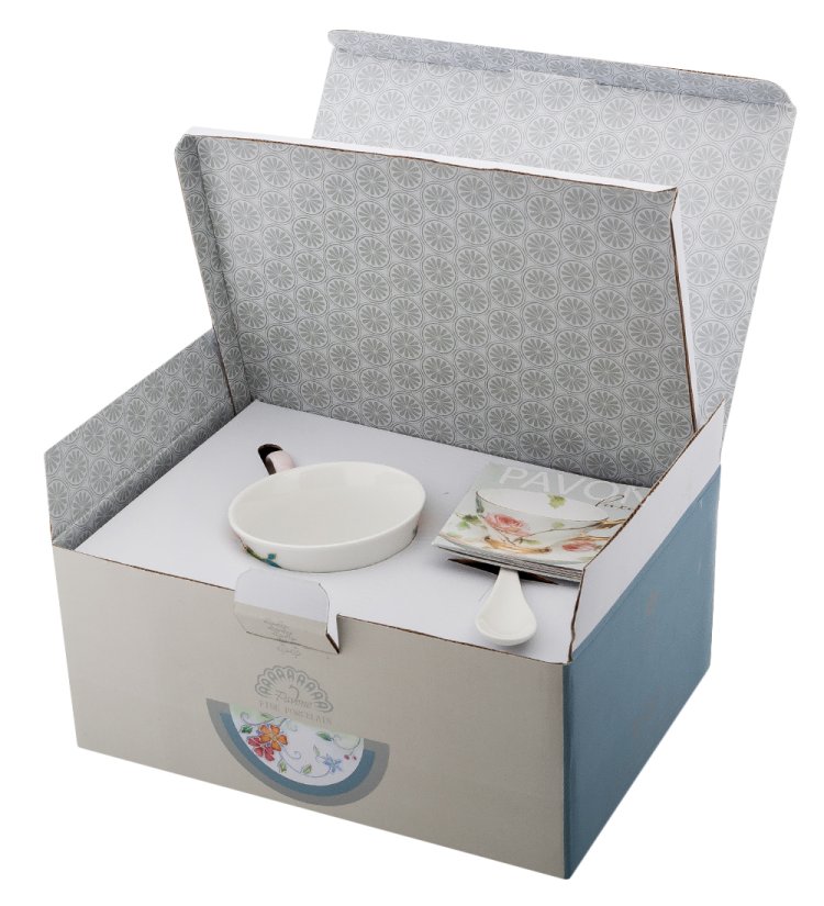 Чайная пара из фарфора Королева Камилла ручная роспись Pavone JS-23, фотография в упаковке