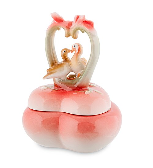 Шкатулка из фарфора Утки-мандаринки Pavone FM-87/ 4, вид с оборотной стороны