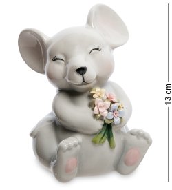 Копилка из фарфора Мышка с букетом