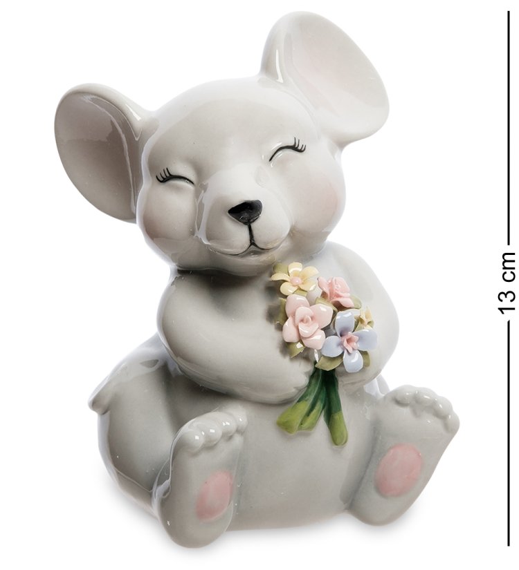 Копилка из фарфора Мышка с букетом