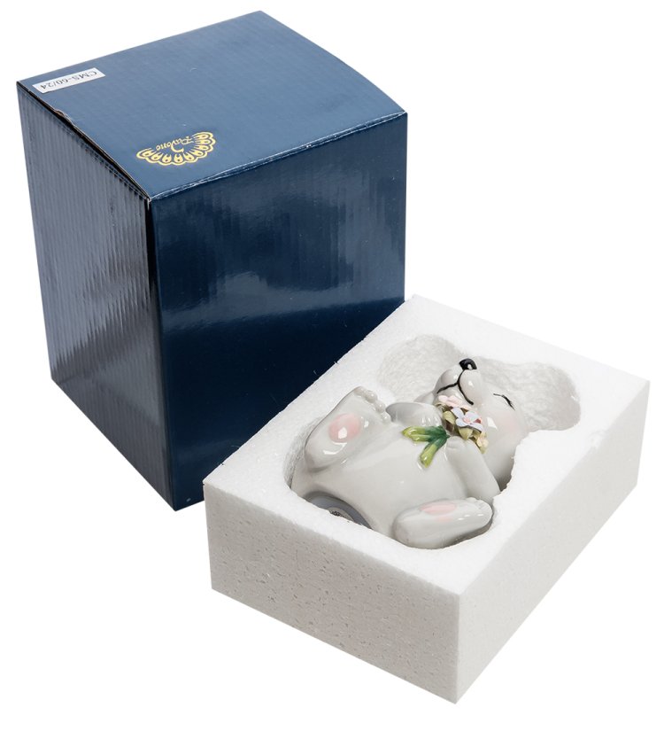 Копилка из фарфора Мышка с букетом