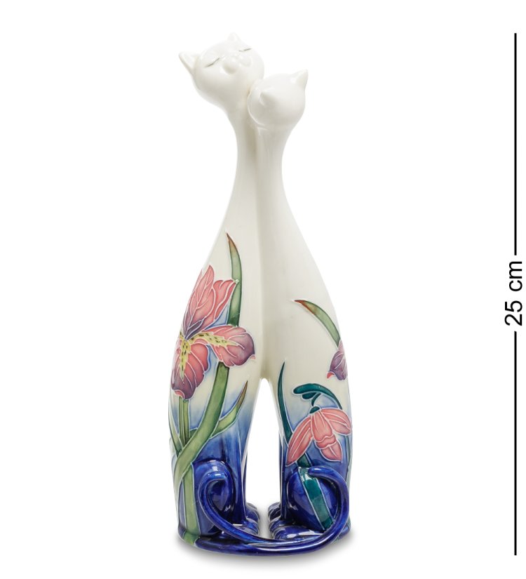 Фарфоровая Ваза Парочка кошек рисунок с цветами Pavone JP-262/ 7
