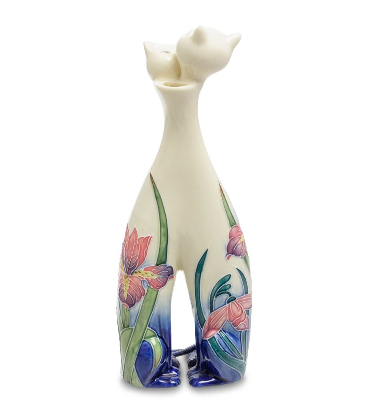 Фарфоровая Ваза Парочка кошек рисунок с цветами Pavone JP-262/ 7, фотография с обратной стороны