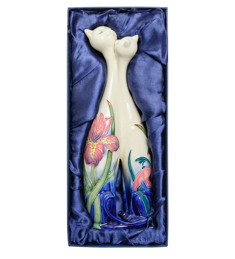 Фарфоровая Ваза Парочка кошек рисунок с цветами Pavone JP-262/ 7, фотография в упаковке