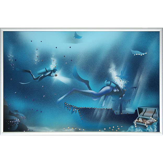 Картина Голубая лагуна 2 c кристаллами Swarovski