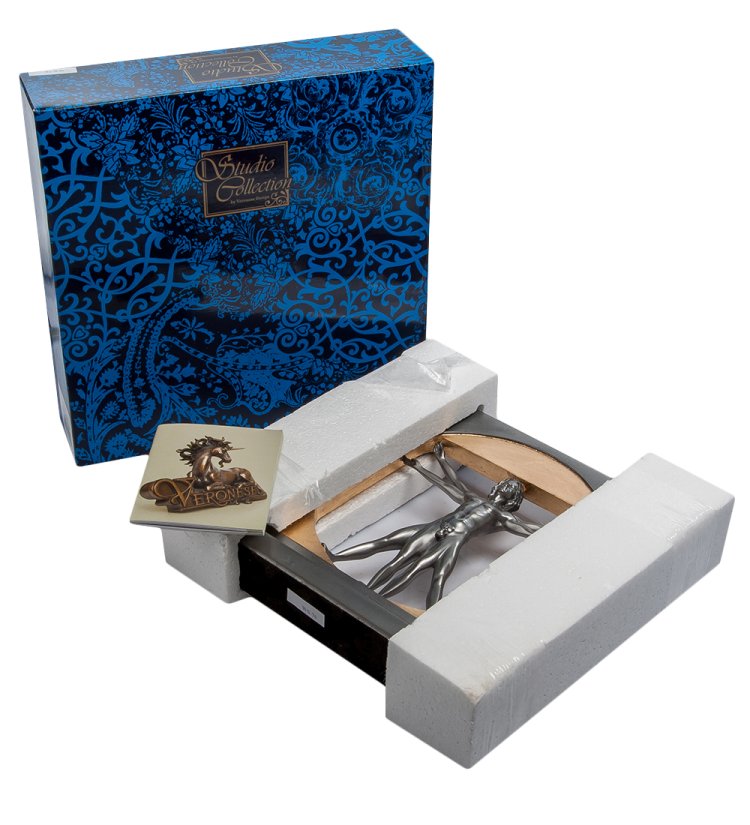 Статуэтка Витрувианский человек в золотой окружности Veronese WS-70, упаковочный вид