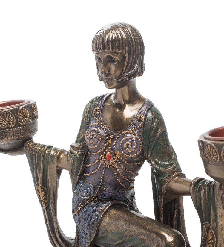 Подсвечник Леди с чашами огня Veronese WS-589, портретный вид