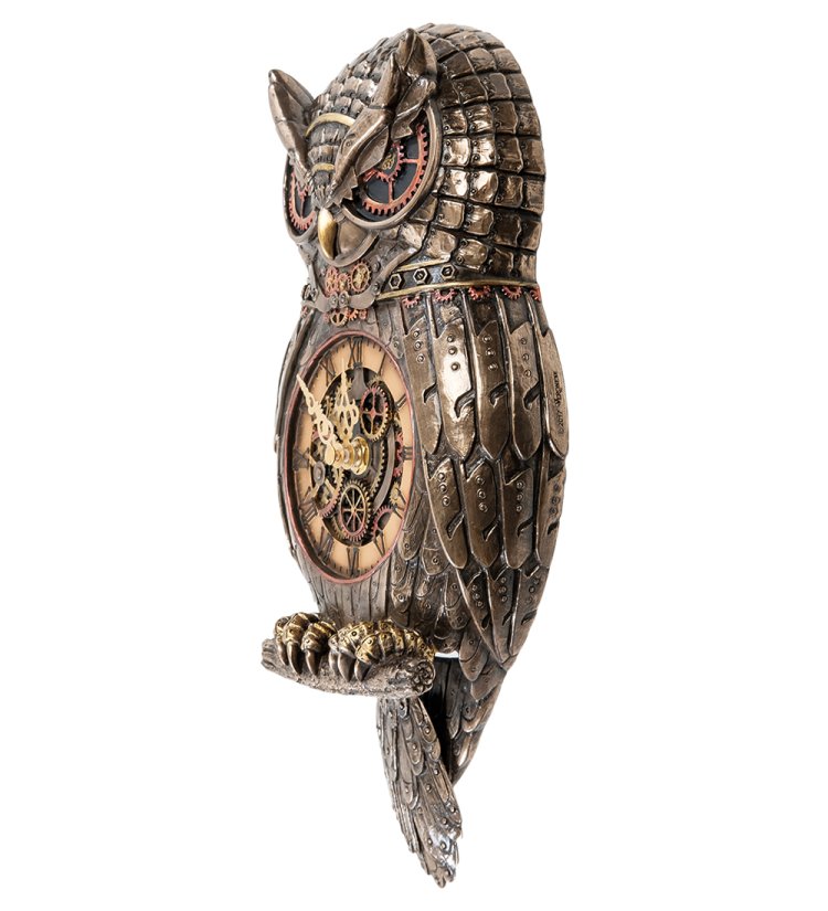 Статуэтка-часы в стиле Стимпанк Сова Veronese WS-915, вид профиль