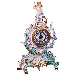 Часы настольные из фарфора Разноцветная эра Рококо