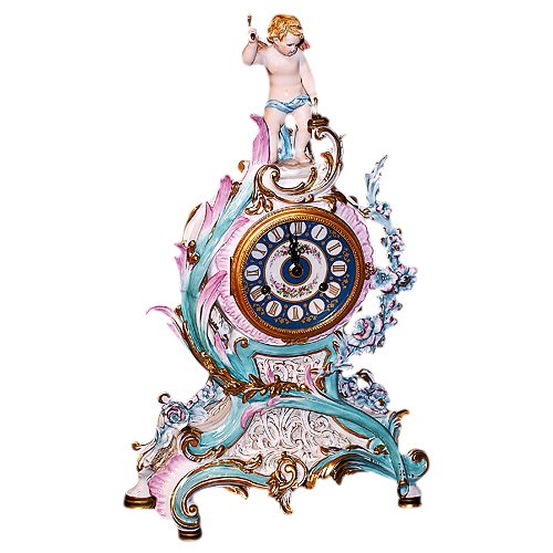 Часы настольные из фарфора Разноцветная эра Рококо Tiche 602/TICHE