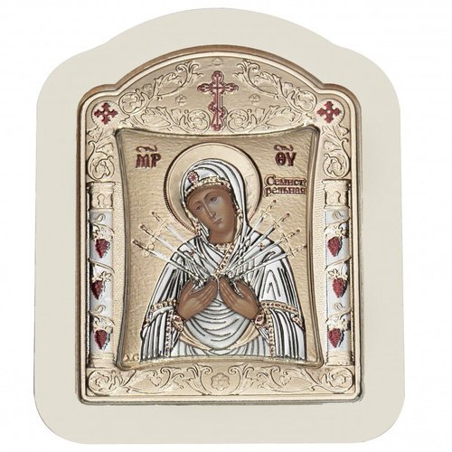 Икона Божией Матери Семистрельная - Золотое Свечение, Размер 10x12 см Slevory 117TW2RWNScl2A