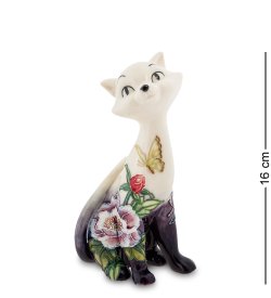 Статуэтка из фарфора Кошечка с цветами и бабочкой