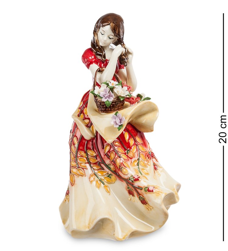 Статуэтка из фарфора Леди Осень с корзинкой цветов Pavone JP-12/15