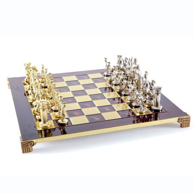 Шахматы Греко-Римский период, красная доска, большие Manopoulos MP-S-11-44-RED