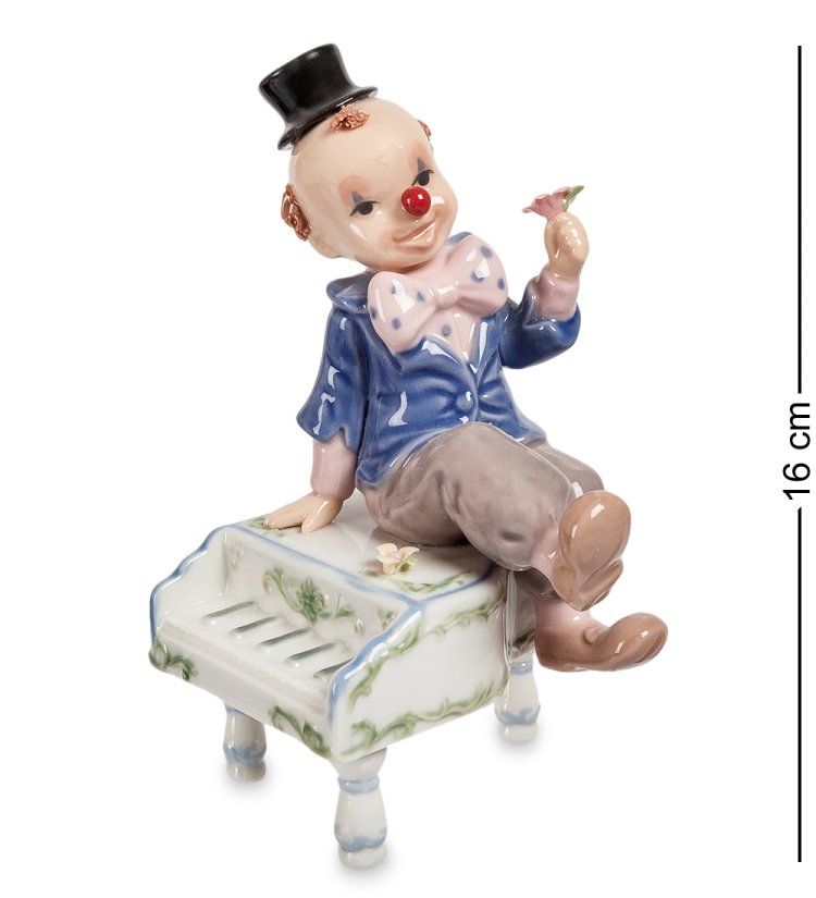 Статуэтка из фарфора Клоун на рояле с цветком Pavone CMS-23/28