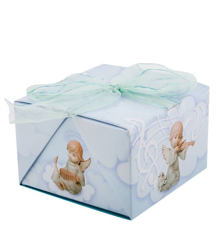 Статуэтка из фарфора Ангелочек-музыкант с гармошкойPavone JP-14/ 7, фотография коробочки