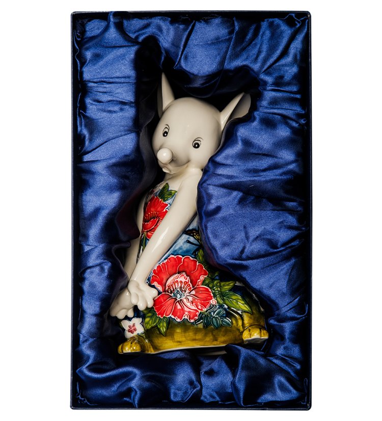 Копилка из фарфора Мышка в платье с цветами Pavone JP-158/20, фотография в упаковке