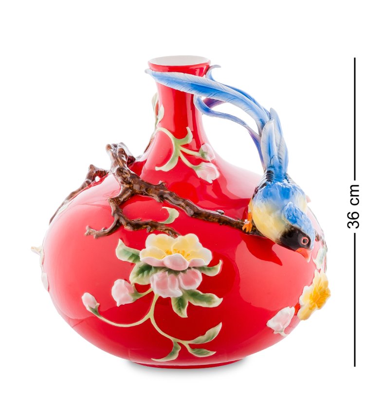 Ваза с узким горлом из фарфора Весенние мотивы Pavone FM-31