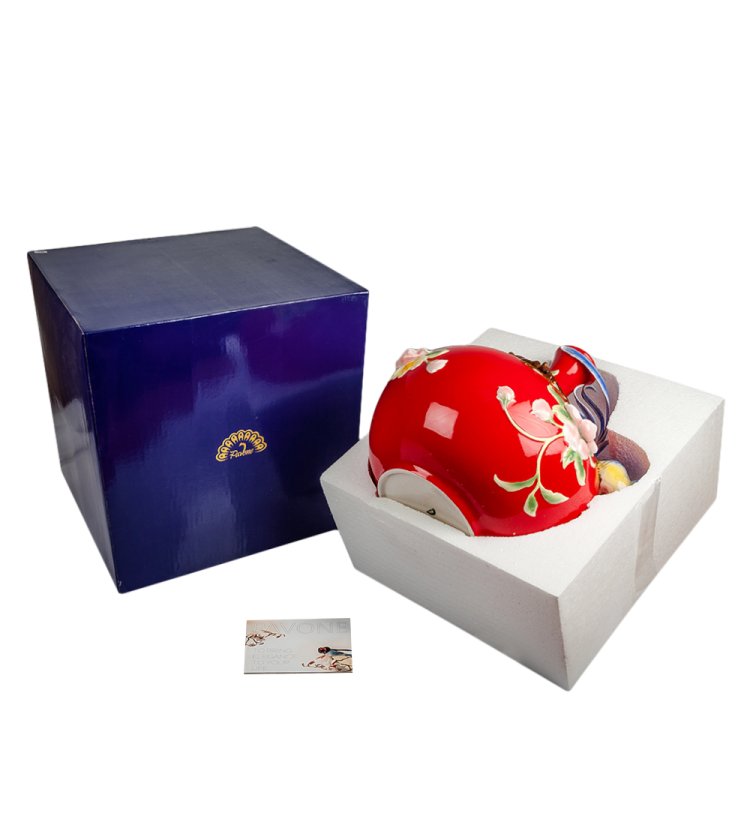 Ваза с узким горлом из фарфора Весенние мотивы Pavone FM-31, фотография в коробке