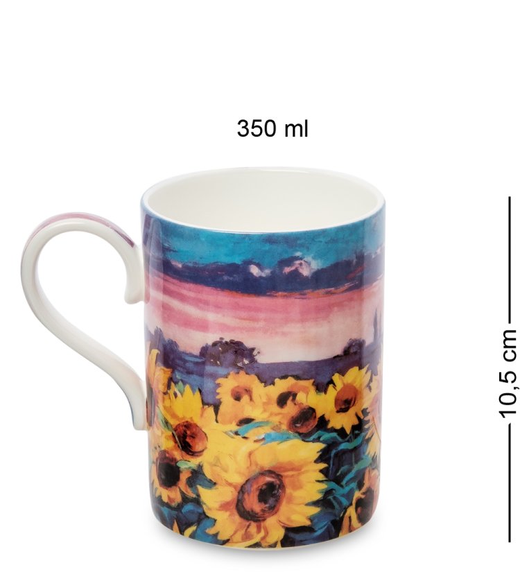 Кружка из фарфора Вечерние Подсолнухи Pavone JK-299, оборотная сторона