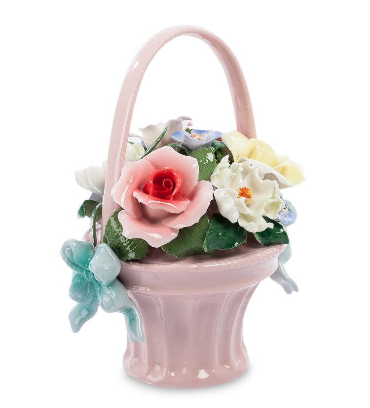 Керамическая статуэтка Цветочная корзинка Pavone CMS-33/23, фотография сбоку