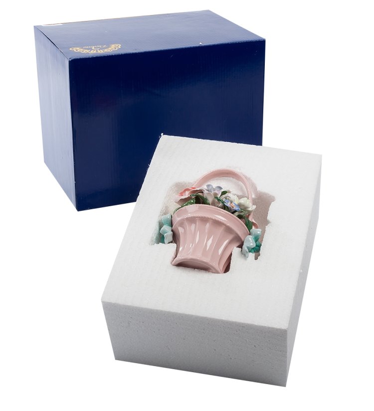 Керамическая статуэтка Цветочная корзинка Pavone CMS-33/23, фотография в упаковке