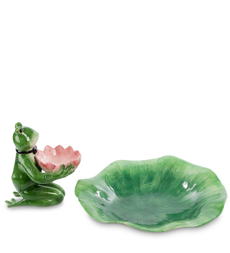 Набор тарелка и соусник из керамики Лягушка Pavone CMS-02/ 5, фотография сбоку