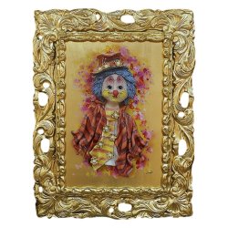 Картина из фарфора Клоун в цилиндре и галстуке