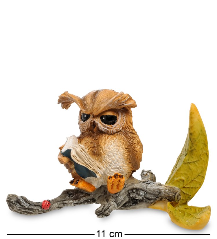 Фигурка Сова на ветке с книгой The Comical World of Stratford RV-870, портретный вид