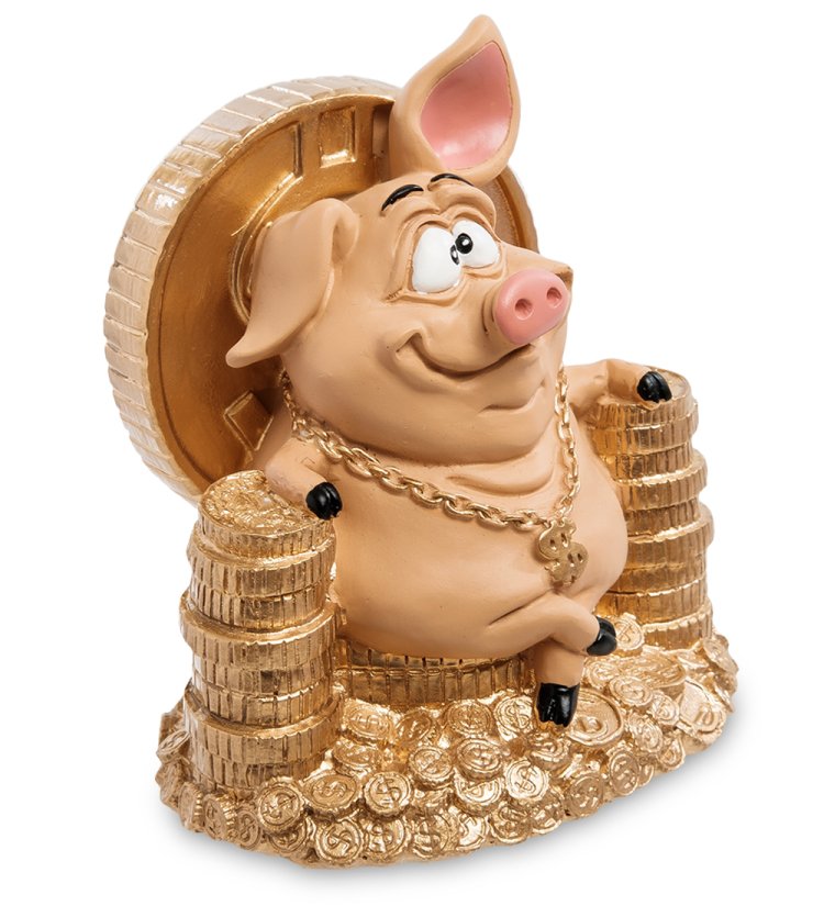 Статуэтка Свинка Желаю богатства The Comical World of Stratford RV-614, вид профиль