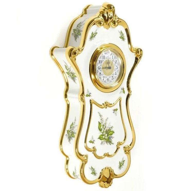 Настенные часы из керамики коллекция Ландыши Migliore De Luxe 26390, фотография сбоку