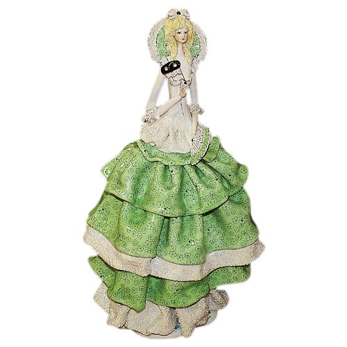 Статуэтка из фарфора Дама с маской в зеленом платье