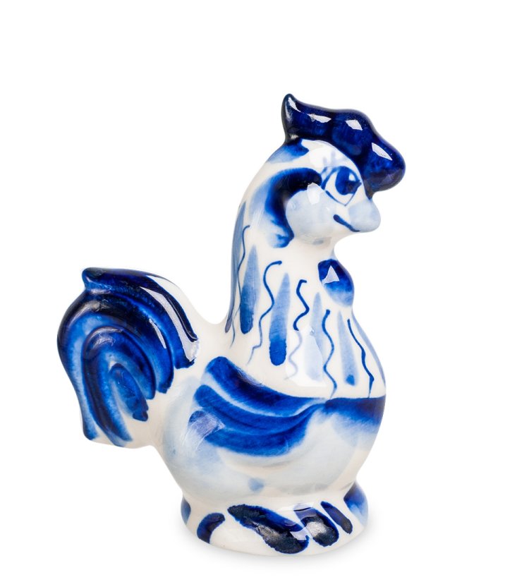 Фигурка Петушок Степан Голубая гжель ГЛ-394, фотография сбоку