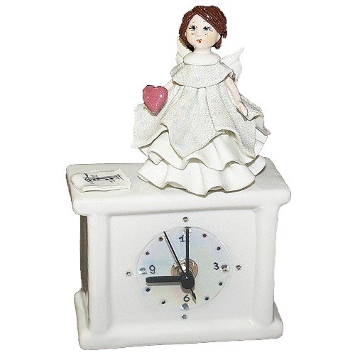 Часы из фарфора квадратные Ангел с сердцем