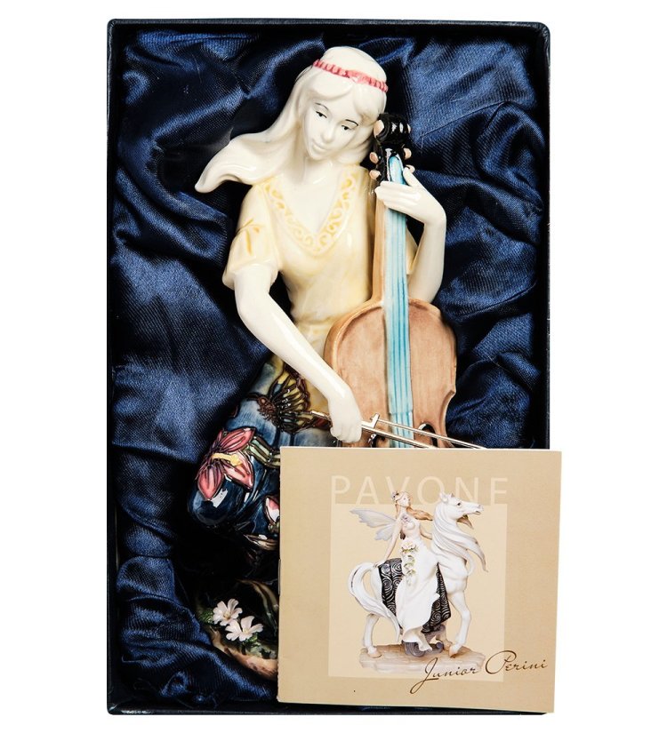 Статуэтка из фарфора Девушка с Волшебной виолончелью Pavone JP-37/ 9, упаковочный вид