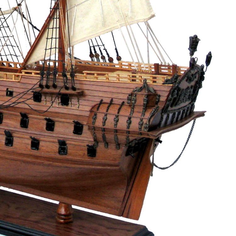 Модель парусного корабля Zeven Provincien, Голландия, 94 см, фотография кормы