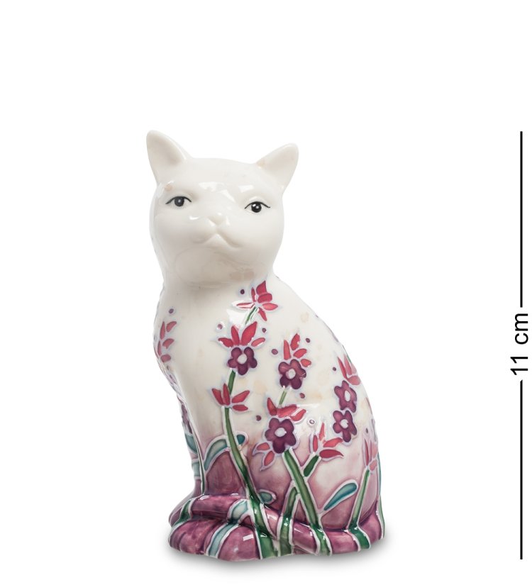Статуэтка из фарфора Розовая Кошечка с цветочками Pavone JP-11/ 11