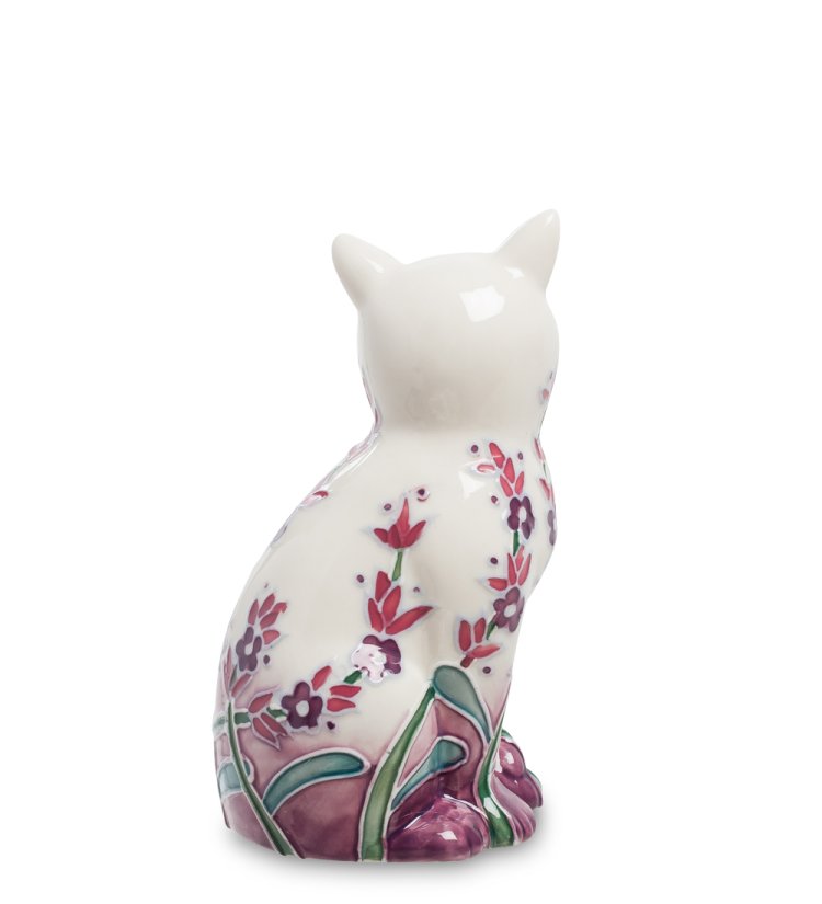 Статуэтка из фарфора Розовая Кошечка с цветочками Pavone JP-11/ 11, фотография со спины