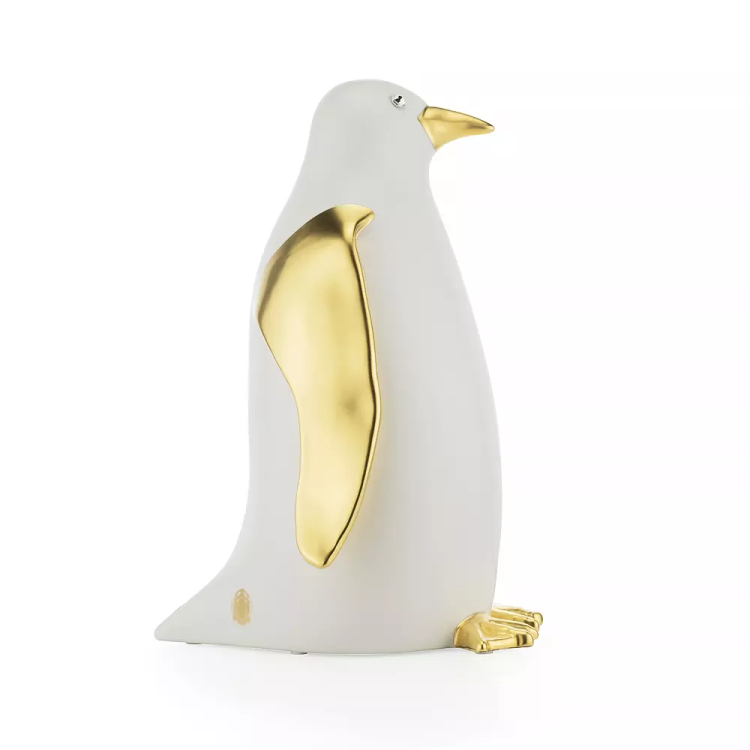 Статуэтка Высокий Золотой пингвин коллекция Giardino Migliore De Luxe 29698, вид профиль