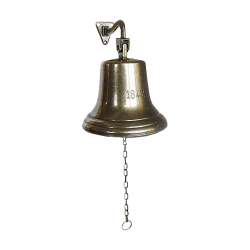 Судовой колокол с цепочкой цвет бронзовый - Диаметр 18 см