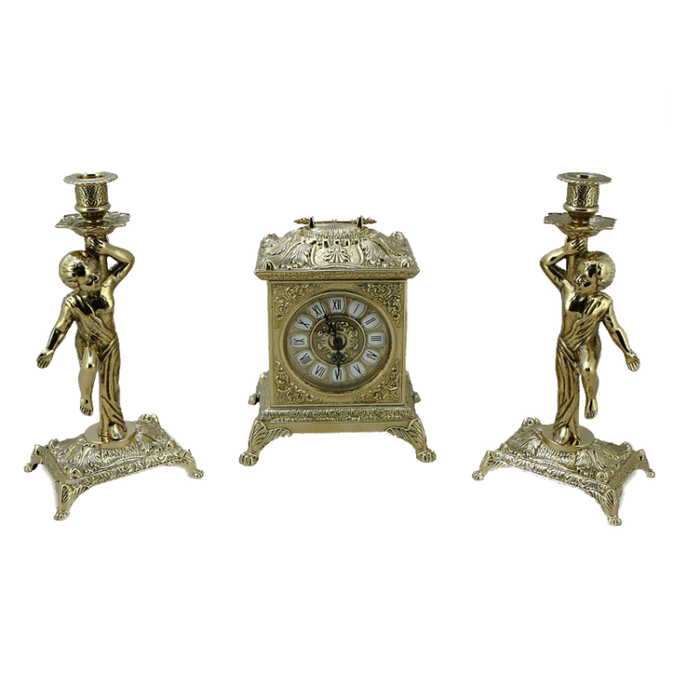 Каминные часы Ларец с двумя подсвечниками Амур Alberti Livio AL-82-108-C