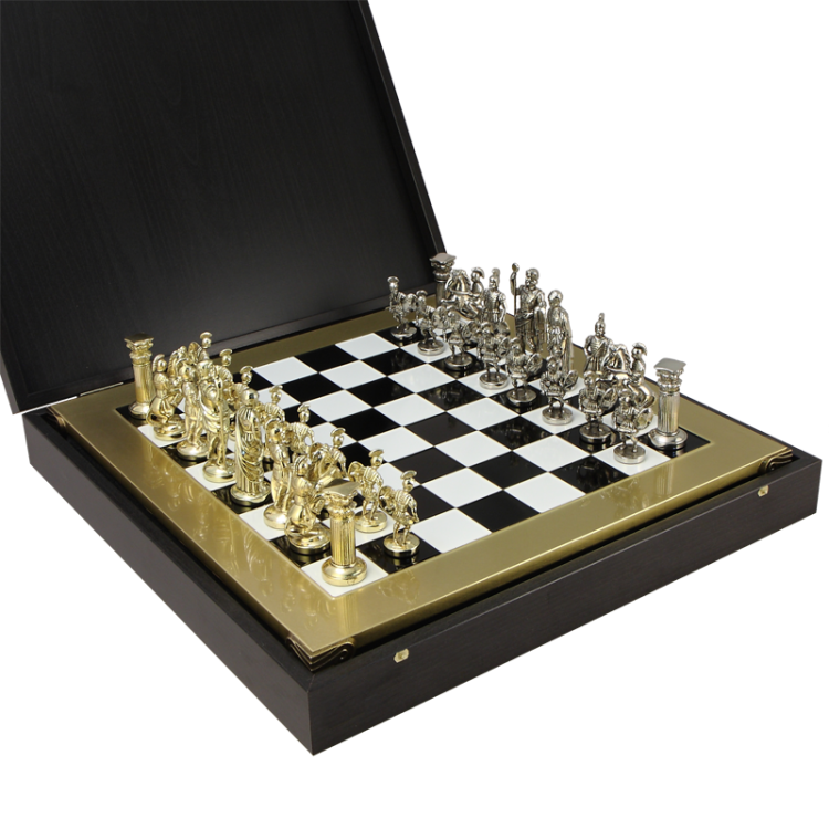 Шахматы Греко-Римский период, Черно-белая доска, большие Manopoulos MP-S-11-44-BLA, фотография в упаковке